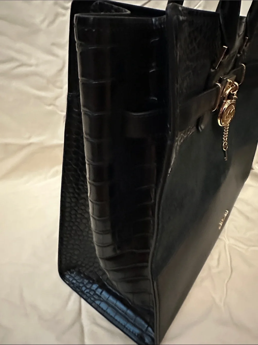 Michael Kors Black Satchel with Gold Charm Hardware